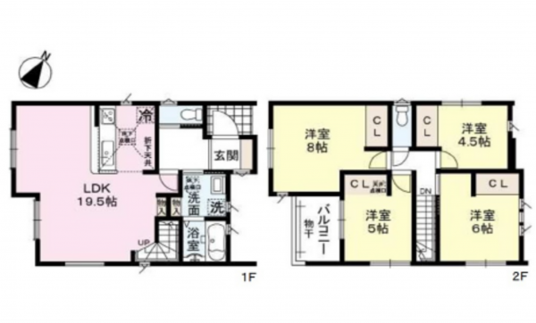 広島市東区戸坂くるめ木、新築一戸建ての間取り画像です