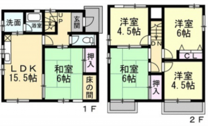 広島市西区己斐上、中古一戸建ての間取り画像です