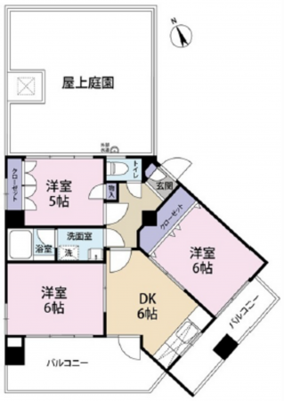 広島市中区富士見町、マンションの間取り画像です