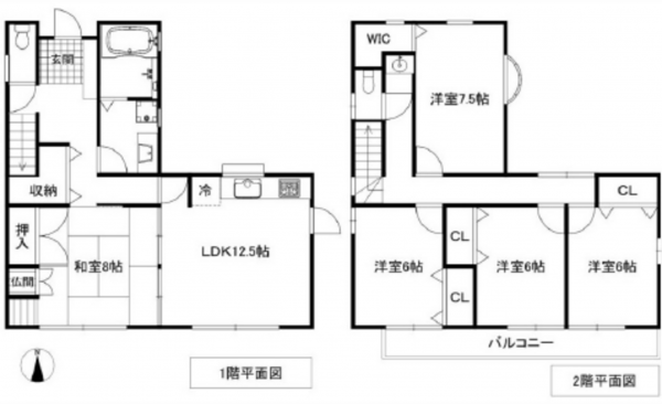 広島市西区己斐大迫、中古一戸建ての間取り画像です