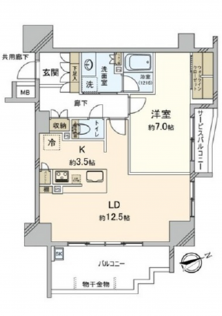 広島市西区天満町、マンションの間取り画像です