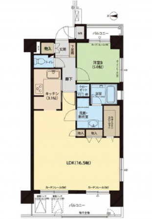 広島市中区加古町、マンションの間取り画像です