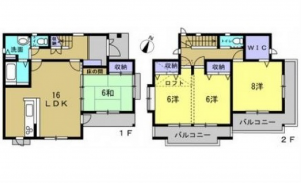 広島市南区仁保、中古一戸建ての間取り画像です