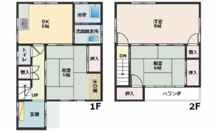 広島市東区上温品、中古一戸建ての間取り画像です
