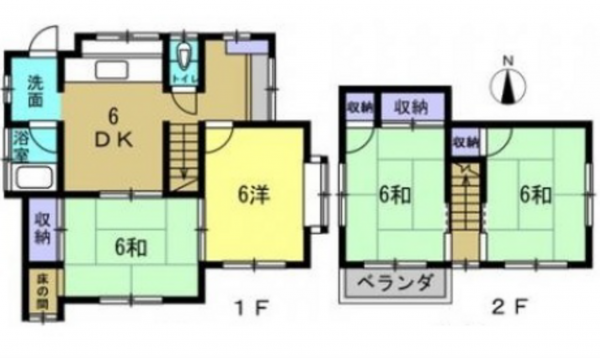 広島市西区己斐大迫、中古一戸建ての間取り画像です