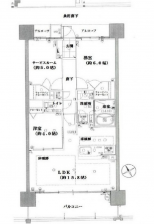 広島市西区南観音、マンションの間取り画像です