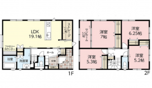 広島市南区旭、新築一戸建ての間取り画像です