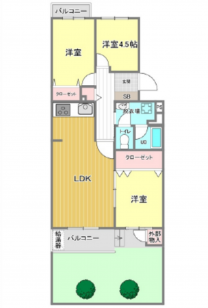 広島市西区鈴が峰町、マンションの間取り画像です