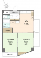 広島市中区河原町、マンションの間取り画像です
