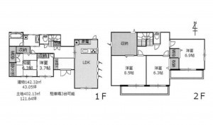 日進市赤池町、中古一戸建ての間取り画像です