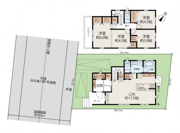名古屋市天白区平針南、中古一戸建ての間取り画像です