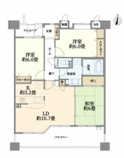 名古屋市西区、マンションの間取り画像です