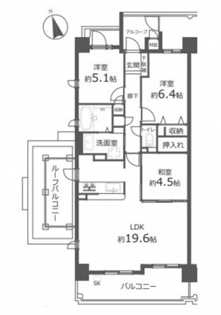 名古屋市天白区元植田、マンションの間取り画像です