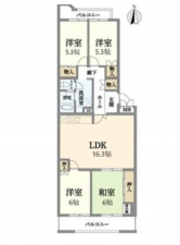 名古屋市緑区ほら貝、マンションの間取り画像です