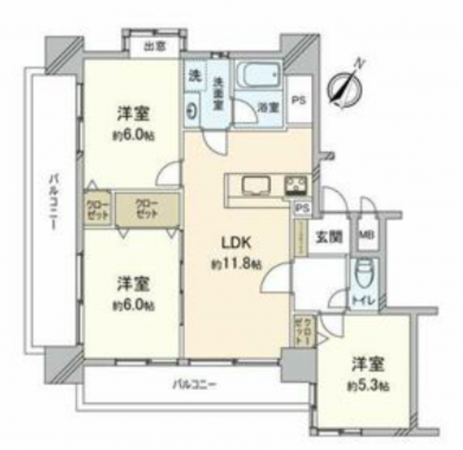 名古屋市熱田区一番1丁目、マンションの間取り画像です