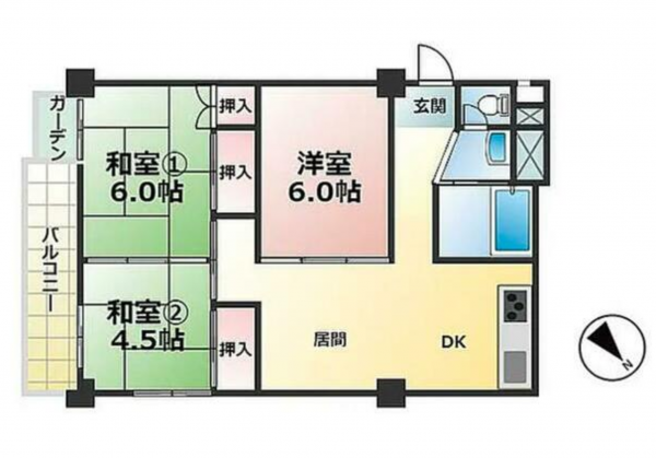 名古屋市天白区横町、マンションの間取り画像です