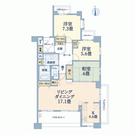名古屋市千種区谷口町、マンションの間取り画像です