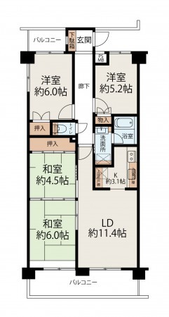 名古屋市緑区大高町、マンションの間取り画像です