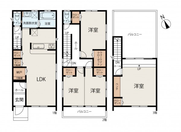 安城市浜富町、中古一戸建ての間取り画像です
