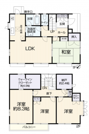 名古屋市名東区上菅、中古一戸建ての間取り画像です