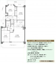 名古屋市緑区鹿山、マンションの間取り画像です