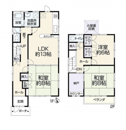 名古屋市緑区黒沢台、中古一戸建ての間取り画像です
