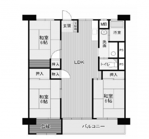 名古屋市天白区原、マンションの間取り画像です