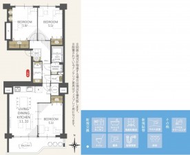 名古屋市名東区上社、マンションの間取り画像です