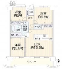 名古屋市名東区藤森西町、マンションの間取り画像です