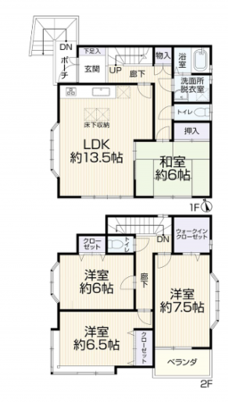 名古屋市名東区大針、中古一戸建ての間取り画像です