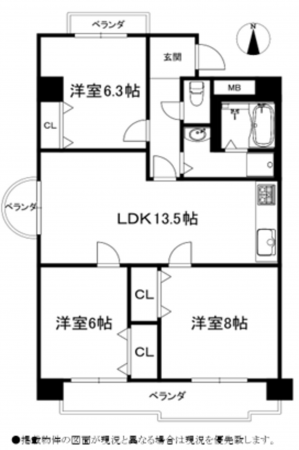 名古屋市名東区亀の井、マンションの間取り画像です