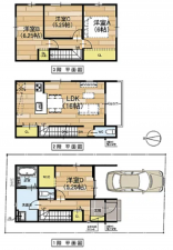 東大阪市南上小阪、新築一戸建ての間取り画像です