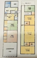 東大阪市小若江、中古一戸建ての間取り画像です