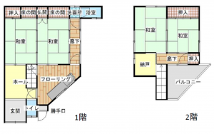 東大阪市大蓮東、中古一戸建ての間取り画像です