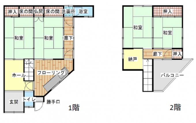 東大阪市大蓮東、中古一戸建ての間取り画像です