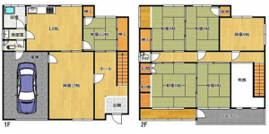 東大阪市荒川、中古一戸建ての間取り画像です