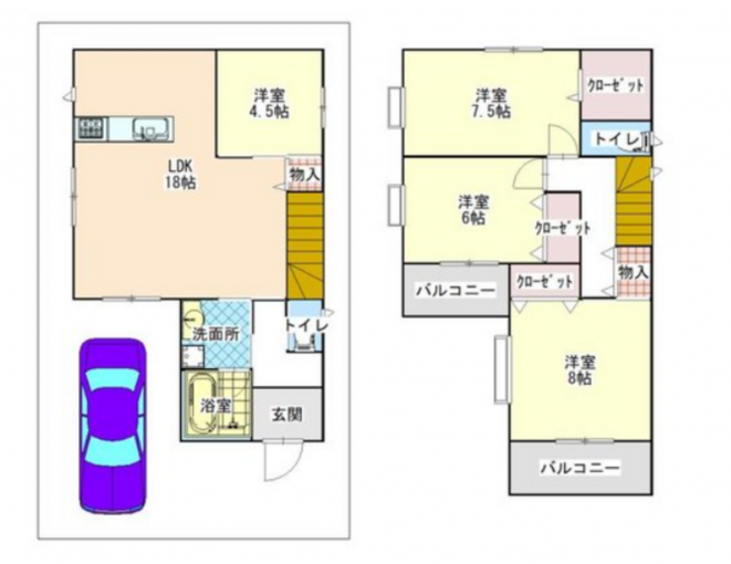 東大阪市南上小阪、新築一戸建ての間取り画像です