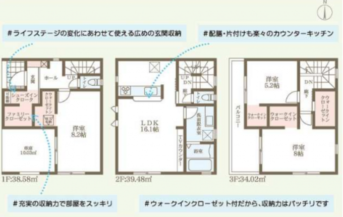 東大阪市大蓮南、新築一戸建ての間取り画像です