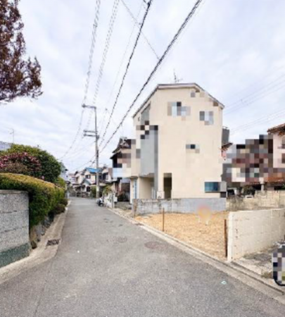 高槻市東五百住町、土地の前面道路を含む現地写真画像です