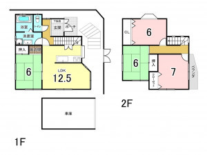 高槻市緑が丘、中古一戸建ての間取り画像です