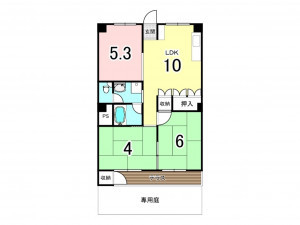 高槻市宮田町、中古マンションの間取り画像です