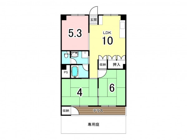 高槻市宮田町、中古マンションの間取り画像です