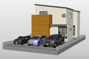 高槻市郡家本町、新築一戸建ての完成予想図（外観）画像です