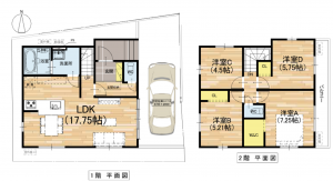 高槻市東五百住町、新築一戸建ての間取り画像です