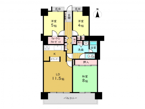 高槻市奈佐原、中古マンションの間取り画像です