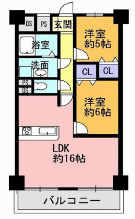 高槻市真上町、中古マンションの間取り画像です