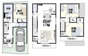 高槻市南庄所町、土地の建築プラン例画像です
