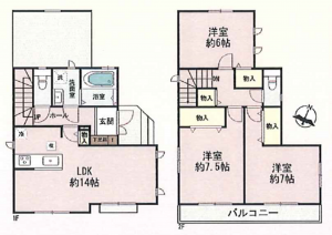 高槻市昭和台町、中古一戸建ての間取り画像です