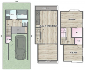 高槻市日向町、中古一戸建ての間取り画像です