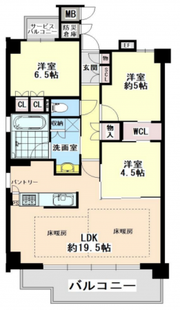 高槻市南松原町、中古マンションの間取り画像です